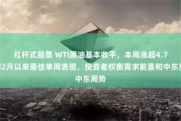 杠杆式股票 WTI原油基本收平，本周涨超4.7%创2月以来最佳单周表现，投资者权衡需求前景和中东局势