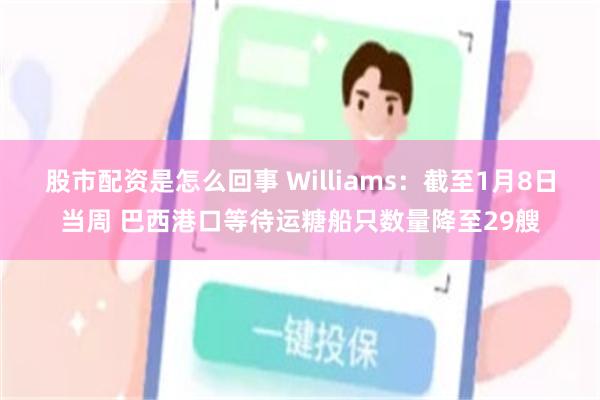 股市配资是怎么回事 Williams：截至1月8日当周 巴西港口等待运糖船只数量降至29艘